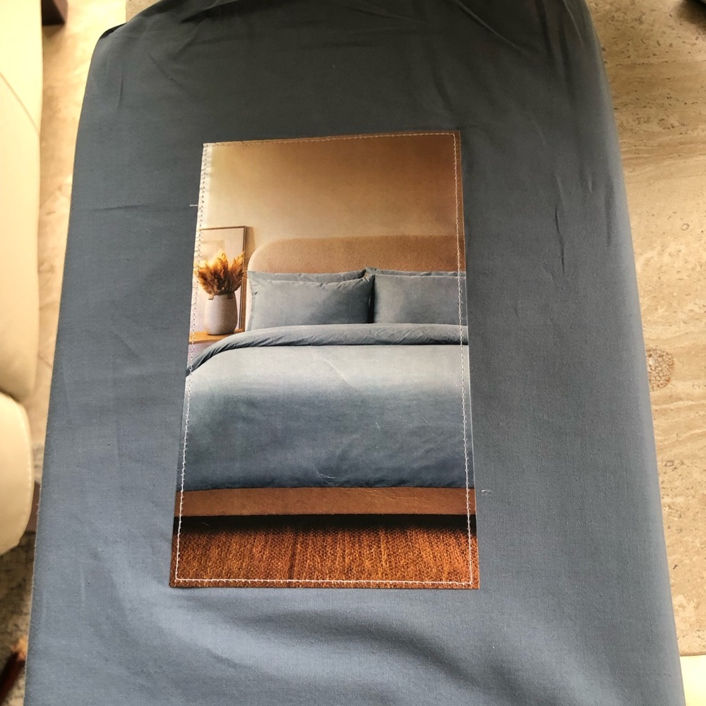 Piu Belle Portugal 3 pc Duvet  Set 100% Cotton Blue  Queen 2 Shams